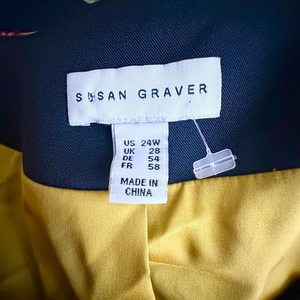 Susan Graver Jacket Women 24W Plus Black Floral Blazer Gold Lined Bloomcore NWOT - Picture 5 of 11